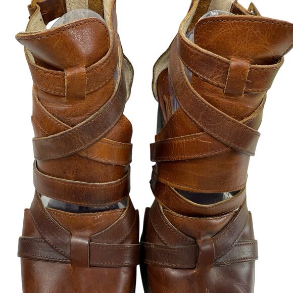 Freebird Claw Sandal Women Size 9 Gladiator Cage Brown Strappy Chunky Leather - Picture 5 of 12